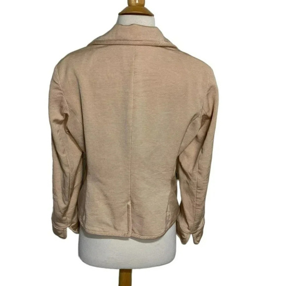 TALBOTS 14P blazer jacket tan textured double breasted cotton/silk blend Classy - Picture 4 of 7
